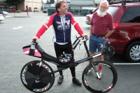 Dana Lieberman and Lee Mitchell share a lighter moment while talking about next year's RAAM team.