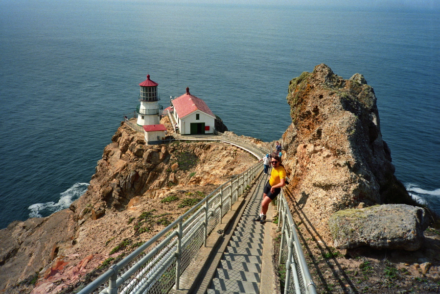 Richard on the stairs to the Lighthouse