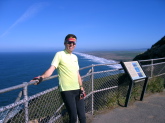 Bill @ Pt. Reyes viewpoint; Pt. Reyes beach in background