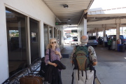 Kay and David at the rental car shuttle stop