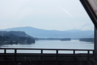 Mt. Hood from the car while crossing the I-205 bridge over the Columbia River.
