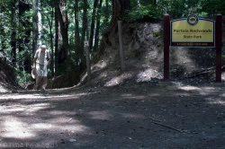 David climbs to the Old Haul Road.