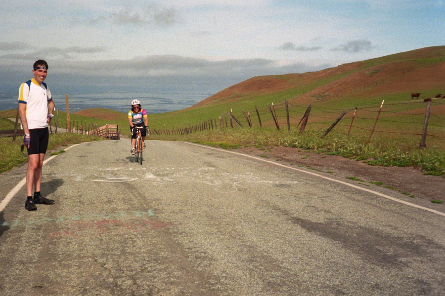 Stella reaches the summit of Sierra Rd.
