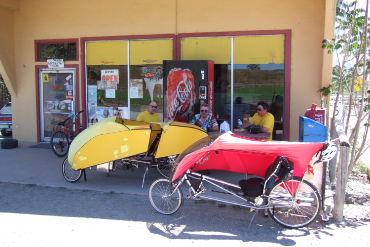 Taking a break at the Paicines Store.