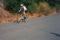 Derek reaches the top of Page Mill Rd.