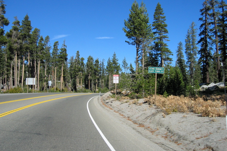Crossing the Sierra Crest at Echo Summit (7382ft).