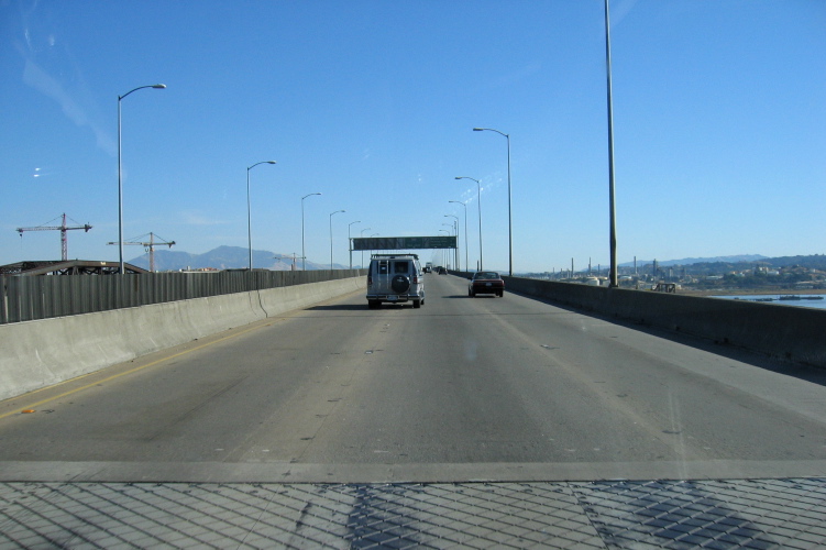 Crossing the Benicia Bridge on I-680.