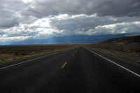 Heading toward a cloud enshrouded Toiyabe Peak (10,793ft) on US50.