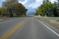 A residential neighborhood in Beaver, UT at the start of UT21, westbound.