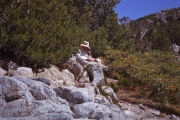 David rests in the sun at Ruby Lake.