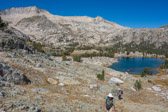The east ridge of Mt. Conness is in the background. Green Treble Lake can be seen at the left.