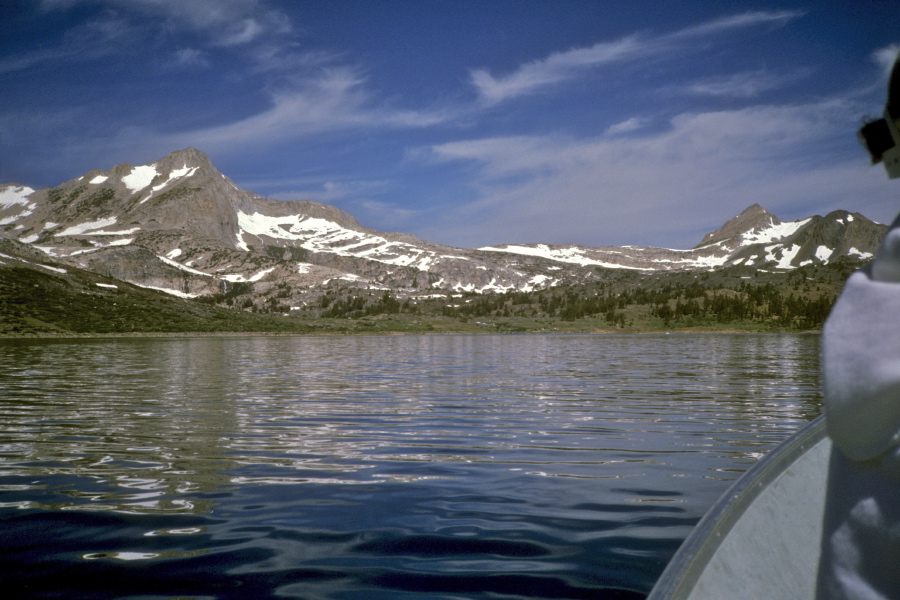 On the water taxi across Saddlebag Lake