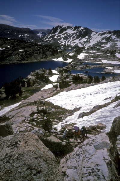 Don, Norman, Oliver, and Vivien climb up toward Shepherd Pass.