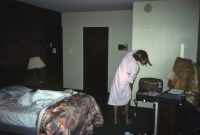 Kay does her morning exercises.