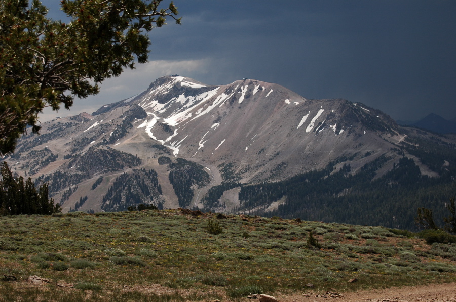 Mammoth Mountain under darkening skies