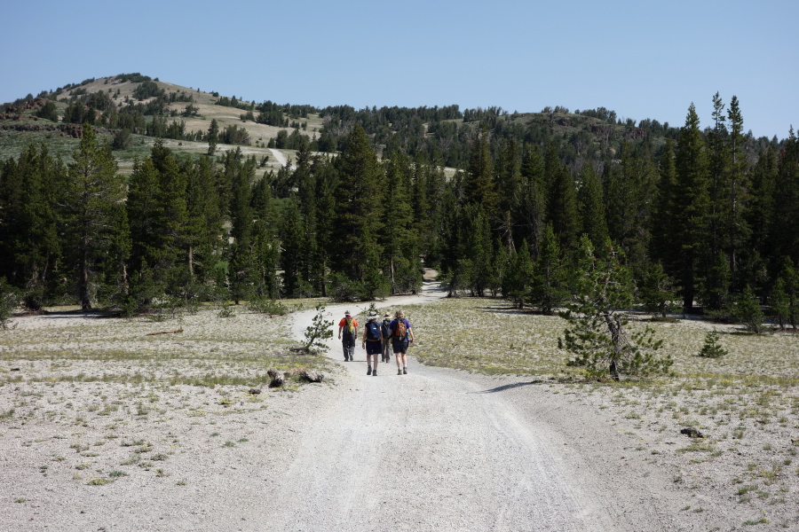 The group presses up San Joaquin Ridge