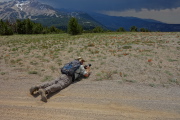 Brian goes for a low shot.