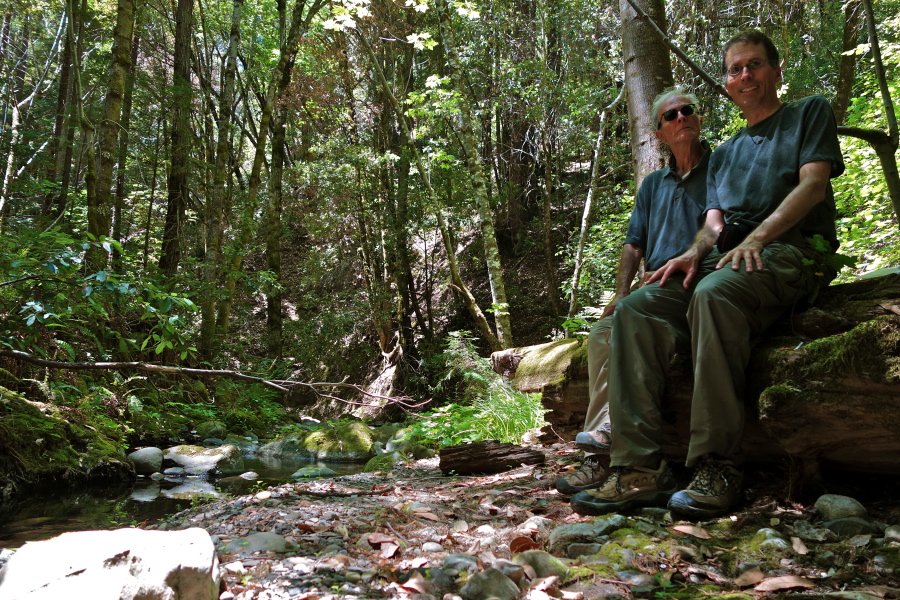 David and Bill at lunch spot along the San Lorenzo River