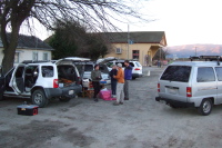 Waiting for customers at the start.