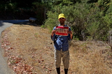 We found this sign lying face down next to the road.