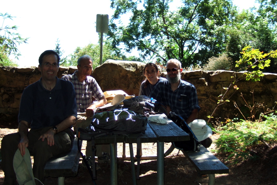 Resting at the convenient picnic table.