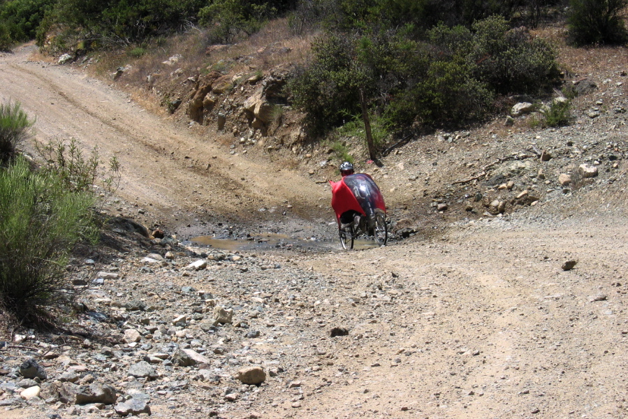 Ron rides through a small ford on Clear Creek Rd. (2730ft)