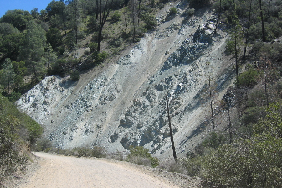 Large outcropping of serpentine next to the road. (3100ft)