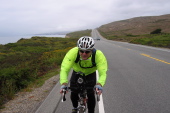Ken Holloway on CA1 south of San Gregorio (170ft)