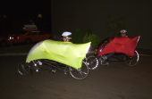 Bill and Ron leave the parking lot of the Edmund Meany Hotel.