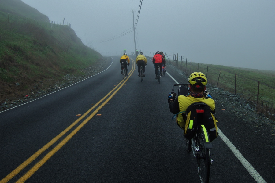 The Presto group climb to the top of Pig Farm Hill.