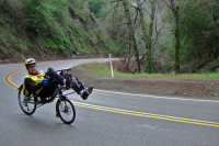 Zach climbs Palomares Rd. through Stonybrook Canyon.