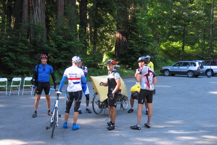 Inspecting the funny bike at McDonald Park.