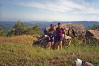 Bonnie Faigeles and friend near the Castle Rock summit on Skyline Blvd.