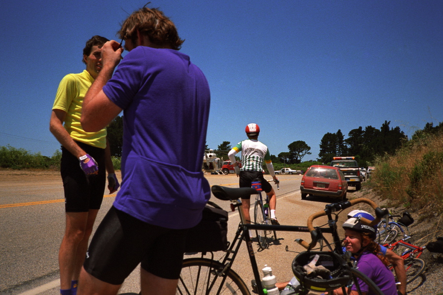 Waiting along CA1 for the LifeFlight helicopter to take off.