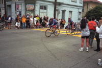 US Postal Team climbs straight up the grade.