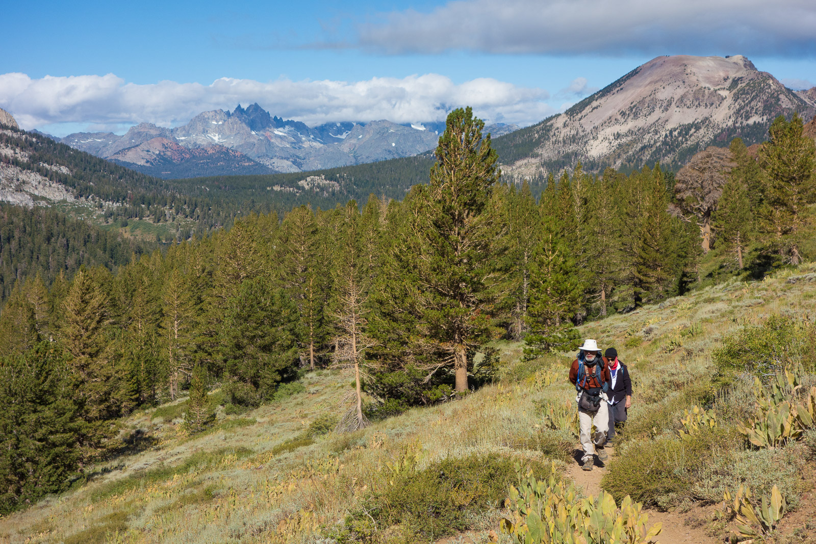 In the background are Mammoth Mountain (r), and The Minarets (l).