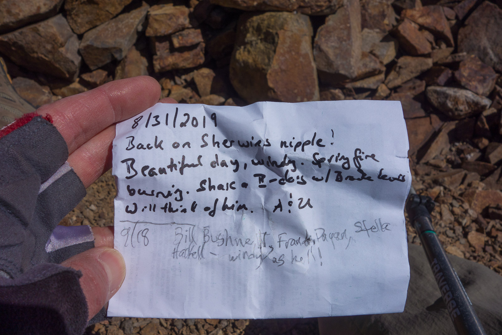 Atrocious handwriting, but my fingers were cold.