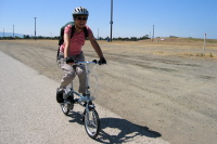 Noriko on her Dahon. (1)