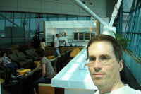 Waiting in the Skyview Lounge at Changi International Airport
