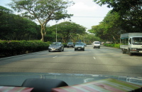 East Coast Parkway from the rear window of the taxi