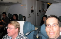 Tired passengers after 14 hours in the plane