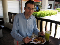 Bill enjoying his gado-gado at the East Coast food court