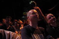 Hans Schroeter and Michael Zumpe wait for the show to begin.