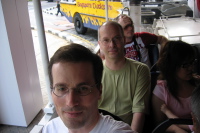 On the Duckmobile, front to back: Bill, Hans, and Michael