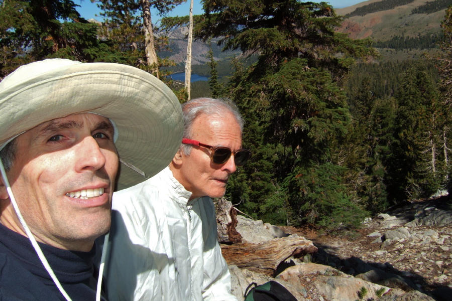 Bill and David enjoy the view from a rocky knoll.