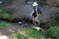 Frank crosses Coldwater Creek.