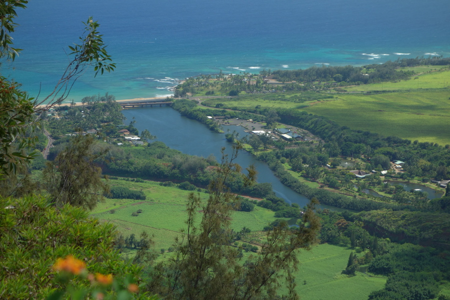 Mouth of Wailua River from Mt. Nounou