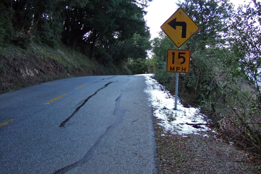 Snow at the top of Alpine Rd.