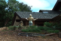 Sculpture in front yard of house on Weaver Rd.
