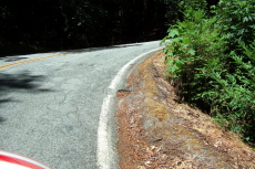 Up the inside of the steep corner on Redwood Gulch Road